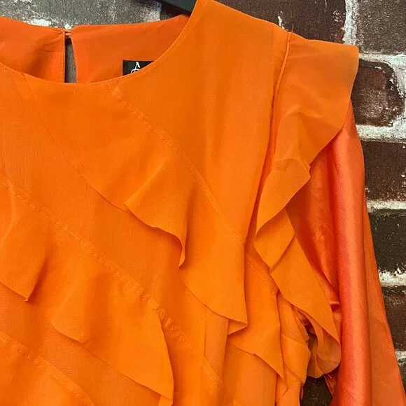 Anewsta Orange Layered Ruffle Maxi Dress - Picture 8 of 15